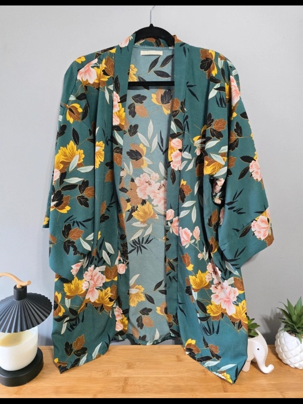 Do Everything In Love Floral Teal Kimono
